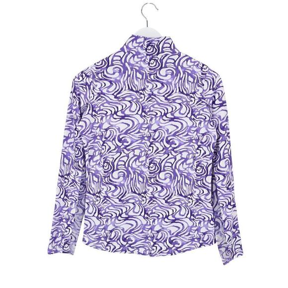 IBKUL Women's Kinsley Print Long Sleeve Mock Neck Top Plum Lavender Size XS NWOT - Picture 6 of 6